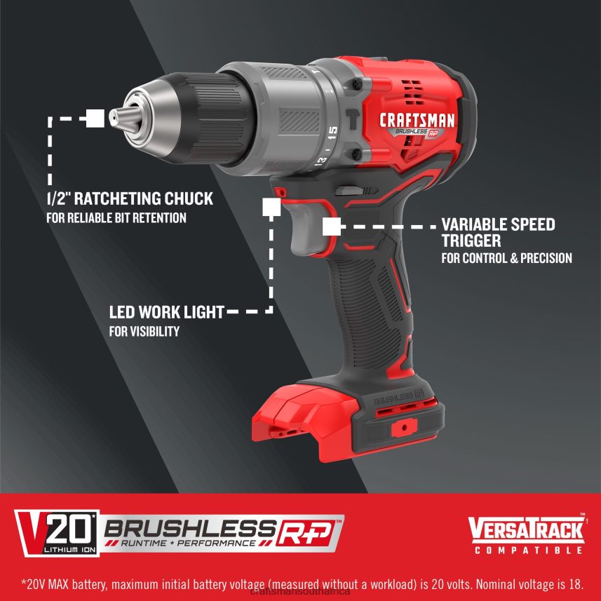 NXT28F107 V20 RP 1/2-in 20-volt Max-Amp Variable Speed Brushless Cordless Hammer Drill(Bare Tool) Power Tools CRAFTSMAN - Image 2
