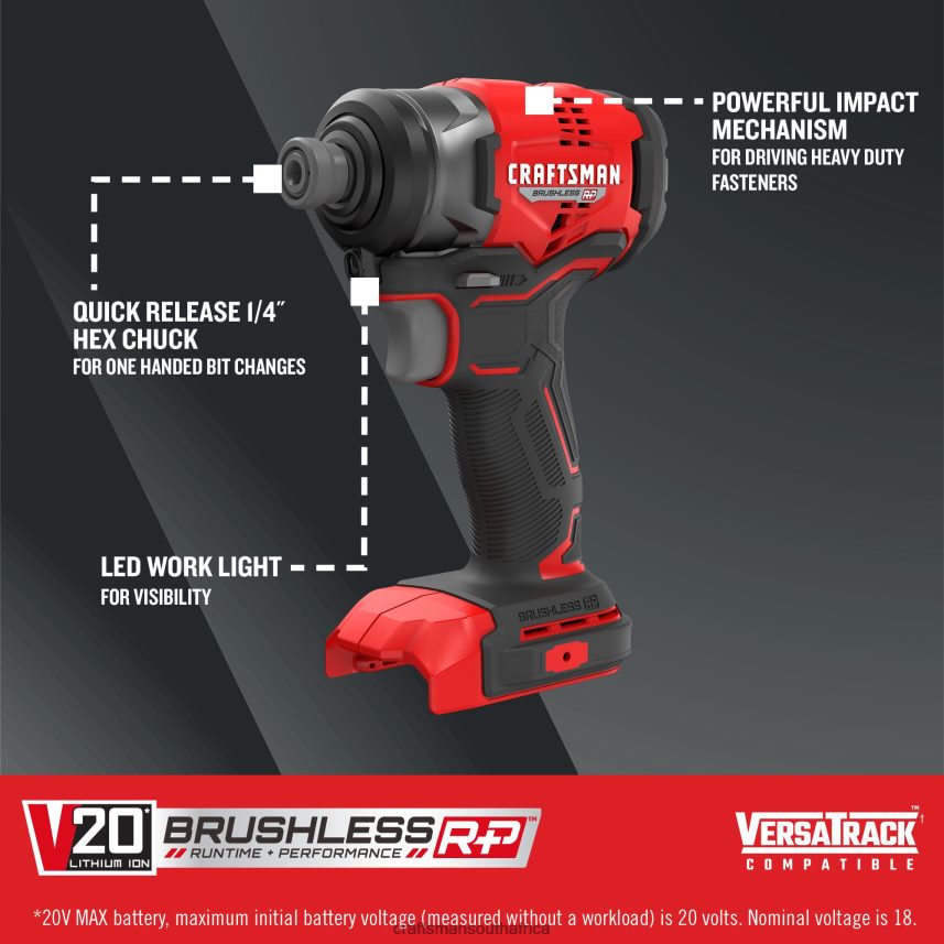 NXT28F114 V20 RP 20-volt Max 1/4-in Brushless Cordless Impact Driver Power Tools CRAFTSMAN - Image 2