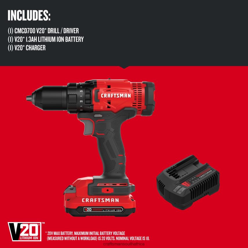 NXT28F148 V20 20-volt Max 1/2-in Cordless Drill (1-Battery Included, Charger Included) Power Tools CRAFTSMAN - Image 2