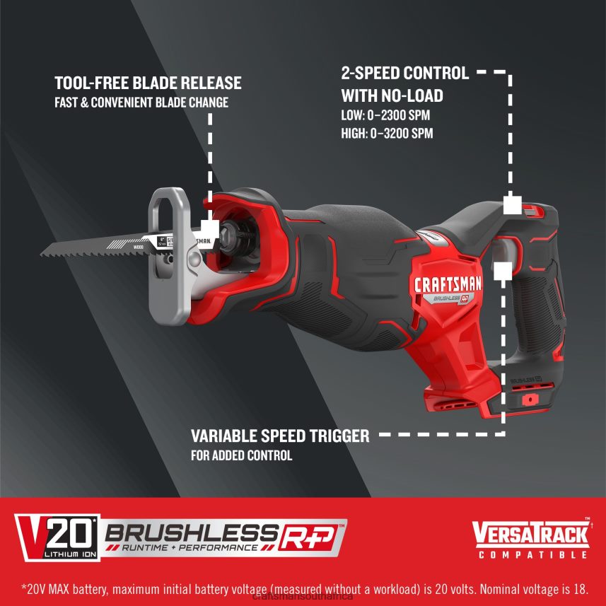 NXT28F21 V20 RP 20-volt Max Variable Speed Brushless Cordless Reciprocating Saw (Bare Tool) Power Tools CRAFTSMAN - Image 2