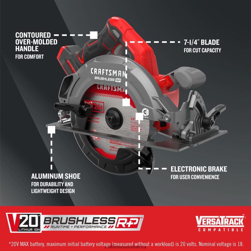 NXT28F3 V20 RP 20-volt Max 7-1/4-in Brushless Cordless Circular Saw (Bare Tool) Power Tools CRAFTSMAN - Image 2