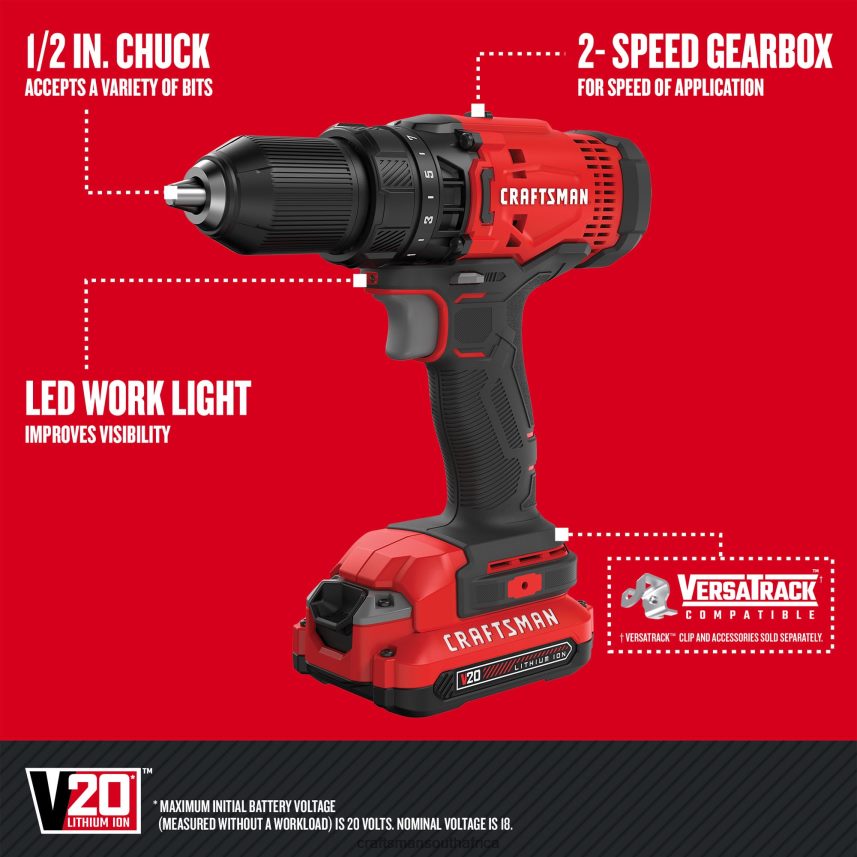 NXT28F56 V20* 2-Tool Power Tool Combo Kit with Soft Case (2-Batteries Included and Charger Included) & 57-Piece Household Tool Set with Hard Case Power Tools CRAFTSMAN - Image 3