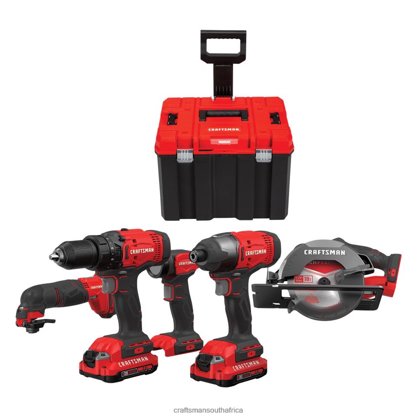 NXT28F57 V20 5-Tool 20-Volt Max Power Tool Combo Kit with Soft Case & VERSASTACK System 20-in Red Plastic Wheels Lockable Tool Box Power Tools CRAFTSMAN - Image 1