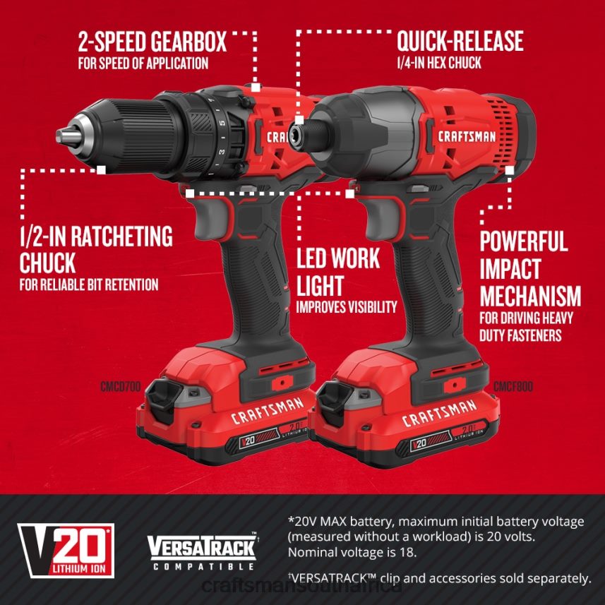 NXT28F65 V20* 2-Tool Power Tool Combo Kit with Soft Case (2-Batteries Included and Charger Included) & V20* Variable Speed Cordless Reciprocating Saw Power Tools CRAFTSMAN - Image 5