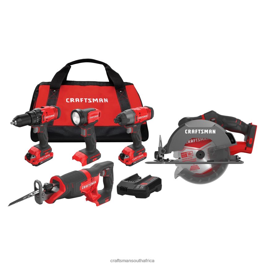 NXT28F68 V20* 4-Tool Power Tool Combo Kit with Soft Case (2-Batteries Included and Charger Included) & V20* 6-1/2-in Cordless Compact Saw Circular Saw Power Tools CRAFTSMAN - Image 1