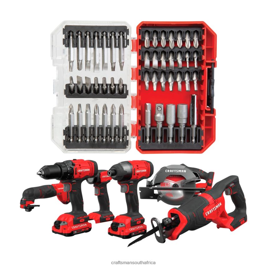 NXT28F70 V20* 6-Tool Power Tool Combo Kit with Soft Case (2-Batteries Included and Charger Included) & Set Steel Hex Shank Screwdriver Bit Set (47-Piece) Power Tools CRAFTSMAN - Image 1