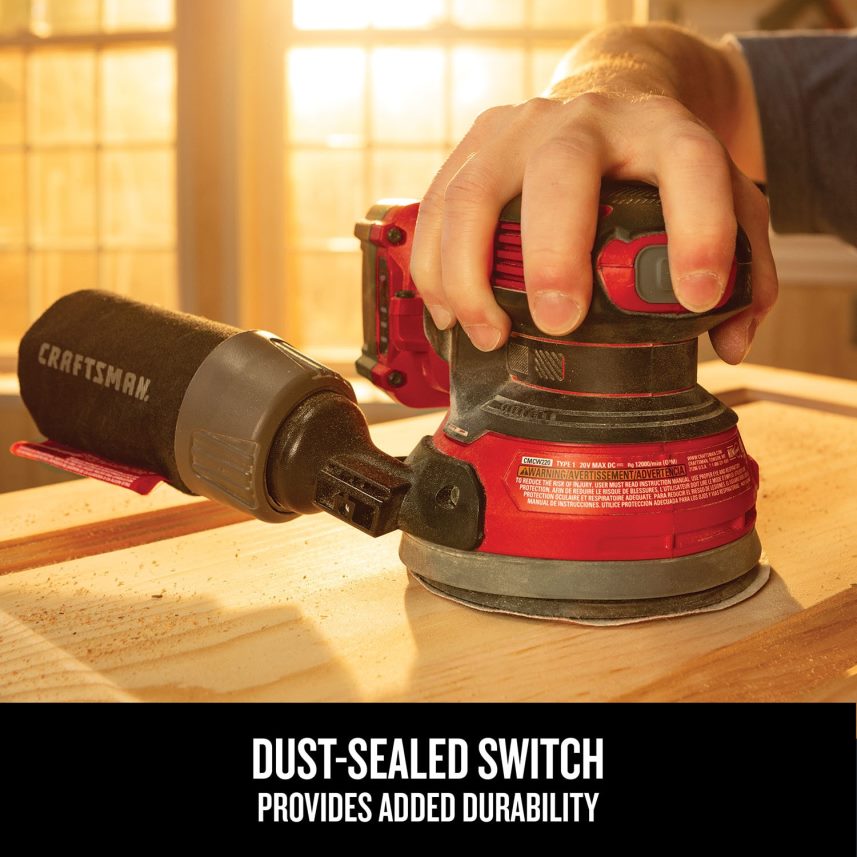 NXT28F72 V20 20-Volt Cordless Random Orbital Sander with Dust Management & V20 20-Volt Max 2-Pack 2 Amp-Hour Lithium Power Tool Battery Kit (Charger Included) Power Tools CRAFTSMAN - Image 3