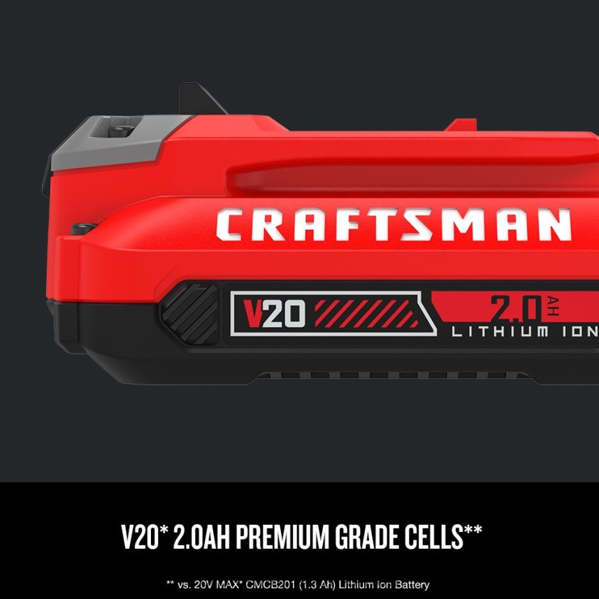 NXT28F72 V20 20-Volt Cordless Random Orbital Sander with Dust Management & V20 20-Volt Max 2-Pack 2 Amp-Hour Lithium Power Tool Battery Kit (Charger Included) Power Tools CRAFTSMAN - Image 6