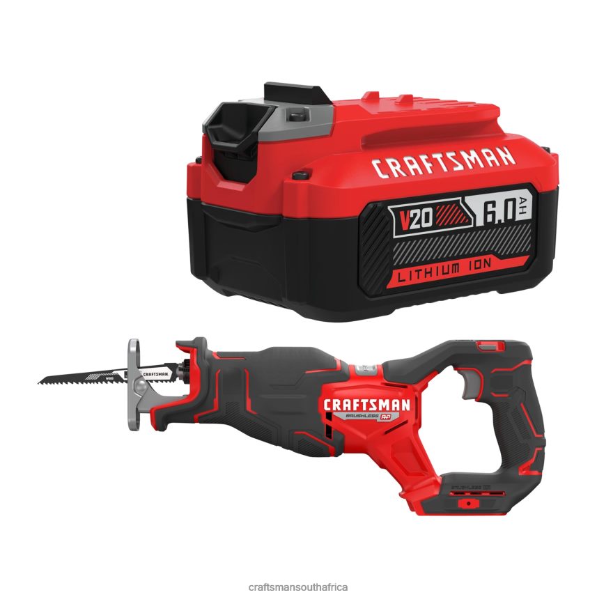 NXT28F79 V20 20-volt Max Variable Speed Brushless Cordless Reciprocating Saw & V20 20-Volt Max 6 Amp-Hour Lithium Power Tool Battery Power Tools CRAFTSMAN - Image 1