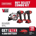 NXT28F10 V20 4-Tool Power Tool Combo Kit (2-Batteries Included and Charger Included) Power Tools CRAFTSMAN