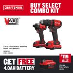 NXT28F18 2-Tool Brushless Power Tool Combo Kit with Soft Case (2-Batteries Included and Charger Included) Power Tools CRAFTSMAN