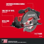 NXT28F28 V20 20-volt Max 6-1/2-in Cordless Compact Circular Saw (Bare Tool) Power Tools CRAFTSMAN - Image 2