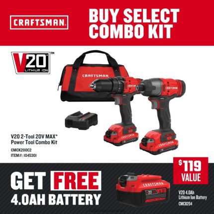 NXT28F2 V20 2-Tool Power Tool Combo Kit with Soft Case (2-Batteries Included and Charger Included) Power Tools CRAFTSMAN