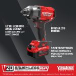 NXT28F31 4-Amp 20-volt Max Variable Speed Brushless 1/2-in Drive Cordless Impact Wrench (Battery Included) Power Tools CRAFTSMAN - Image 2