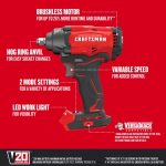 NXT28F80 V20 20-volt Max Variable Speed Brushless 1/2-in Drive Cordless Impact Wrench & V20 20-Volt Max 4 Amp-Hour Lithium Power Tool Battery Kit Power Tools CRAFTSMAN - Image 4
